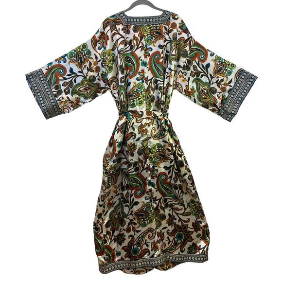 Soft Surroundings Fall Colors Boho Paisley Damask Maxi Kimono Robe Medium - Picture 2 of 7